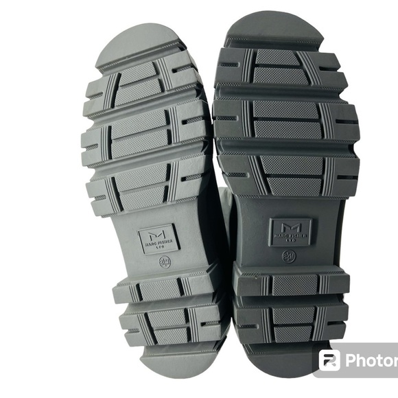 MARC FISHER WOMEN’S BEAUTIFUL TALL GRAY LEATHER PLATFORM MALENA BOOTS SIZE 8.5 - Picture 11 of 15